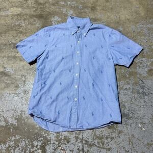 Polo Ralph Lauren All Over Pony Blue Button Up Shirt Men’s M